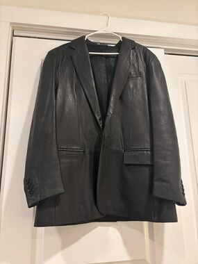 Banana Republic Black Leather Blazer Jacket